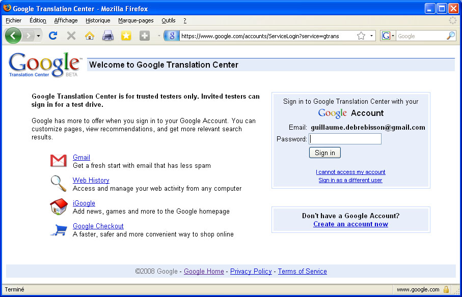 Google Translation Center en version bêta
